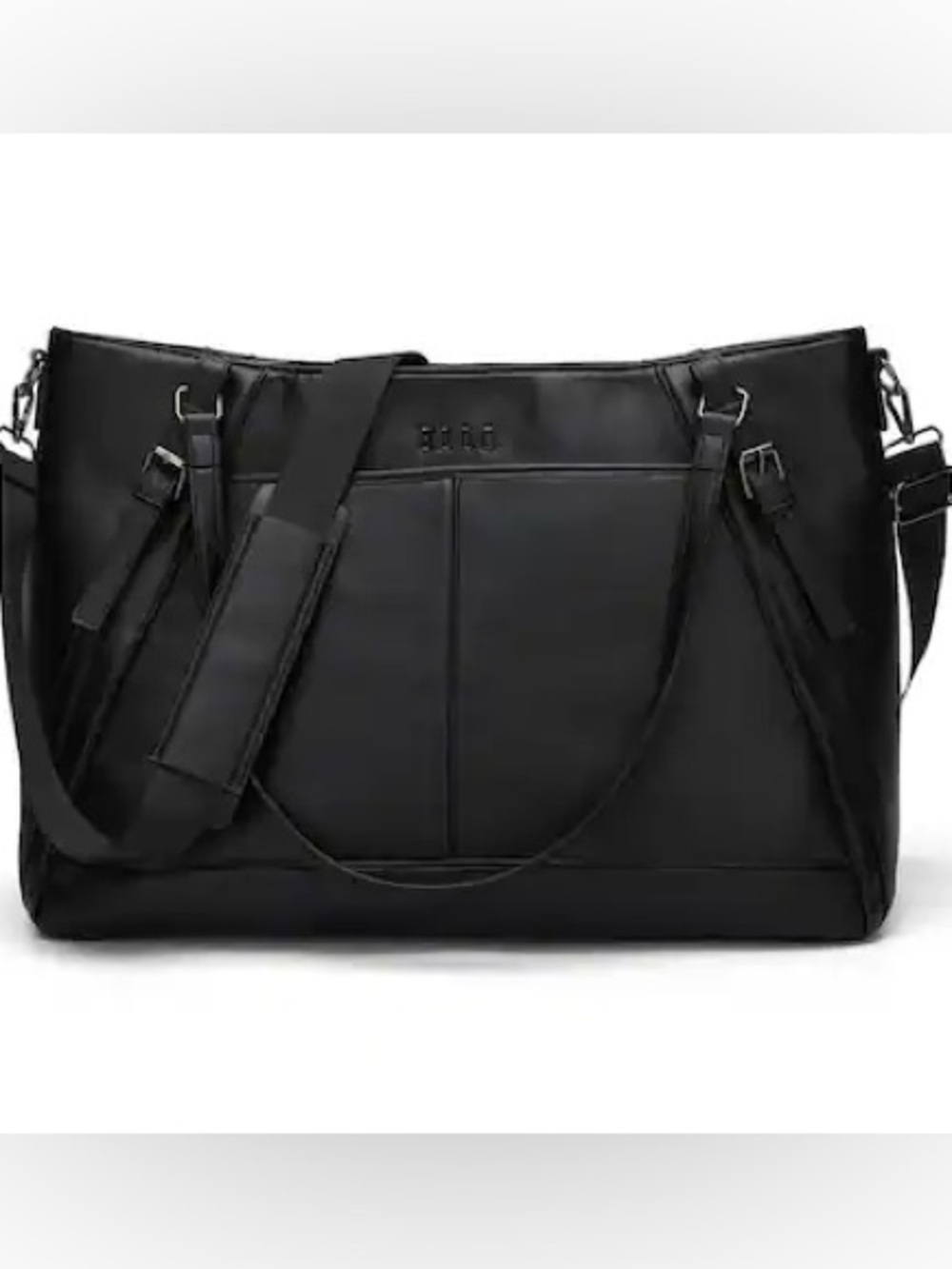 Elle Black Duffel Bag Shoulder Strap Leisure Luxe 33L Vegan Leather Weekender